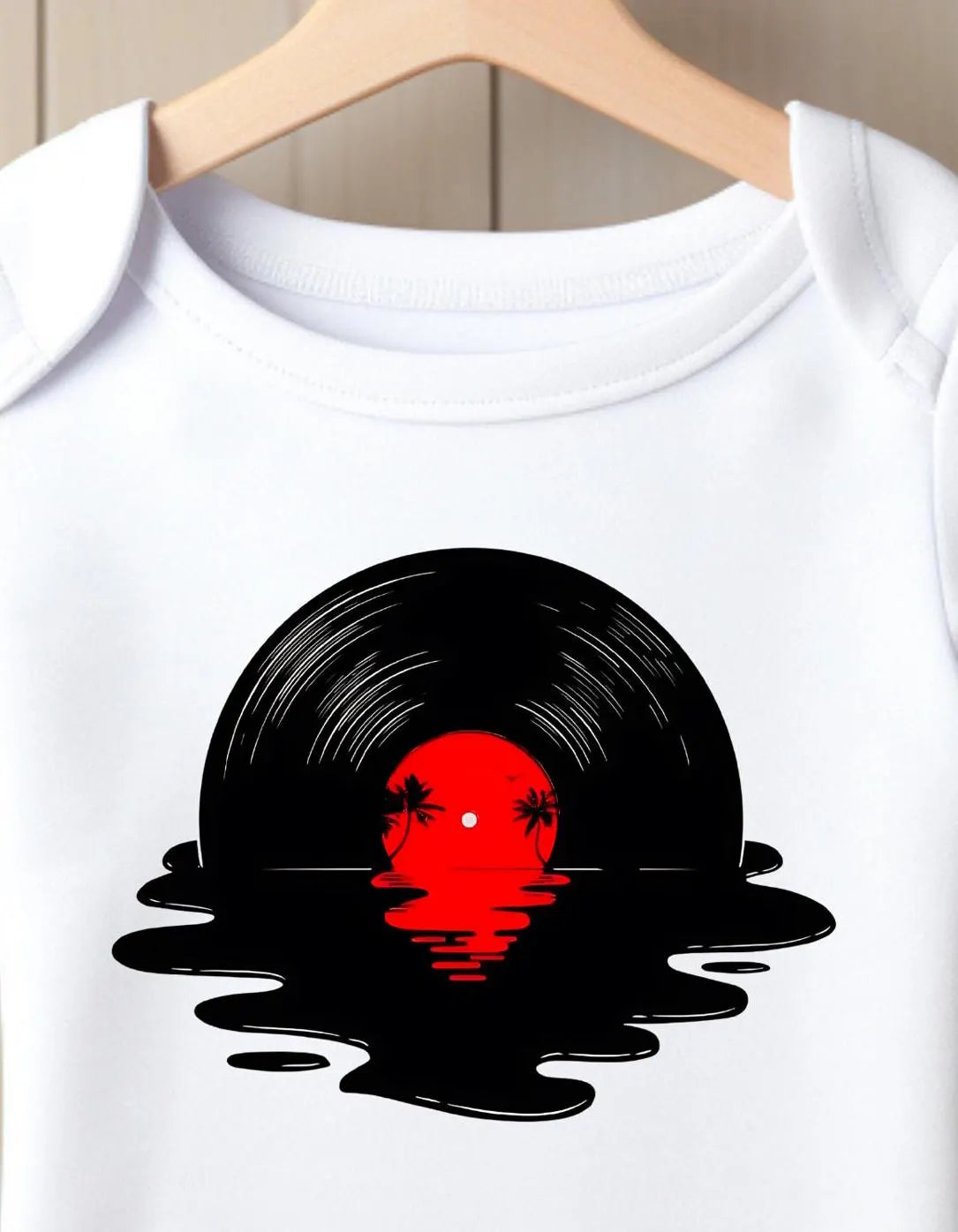 Music Lover's Baby Bodysuit with Vinyl Record Art - Unique Baby Bodysuit