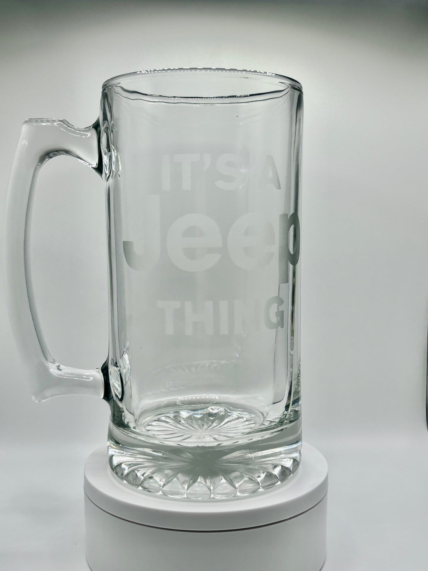It’s A Jeep Thing! Jeep Enthusiast Glass Stein - Unique Design Etched Into Glass