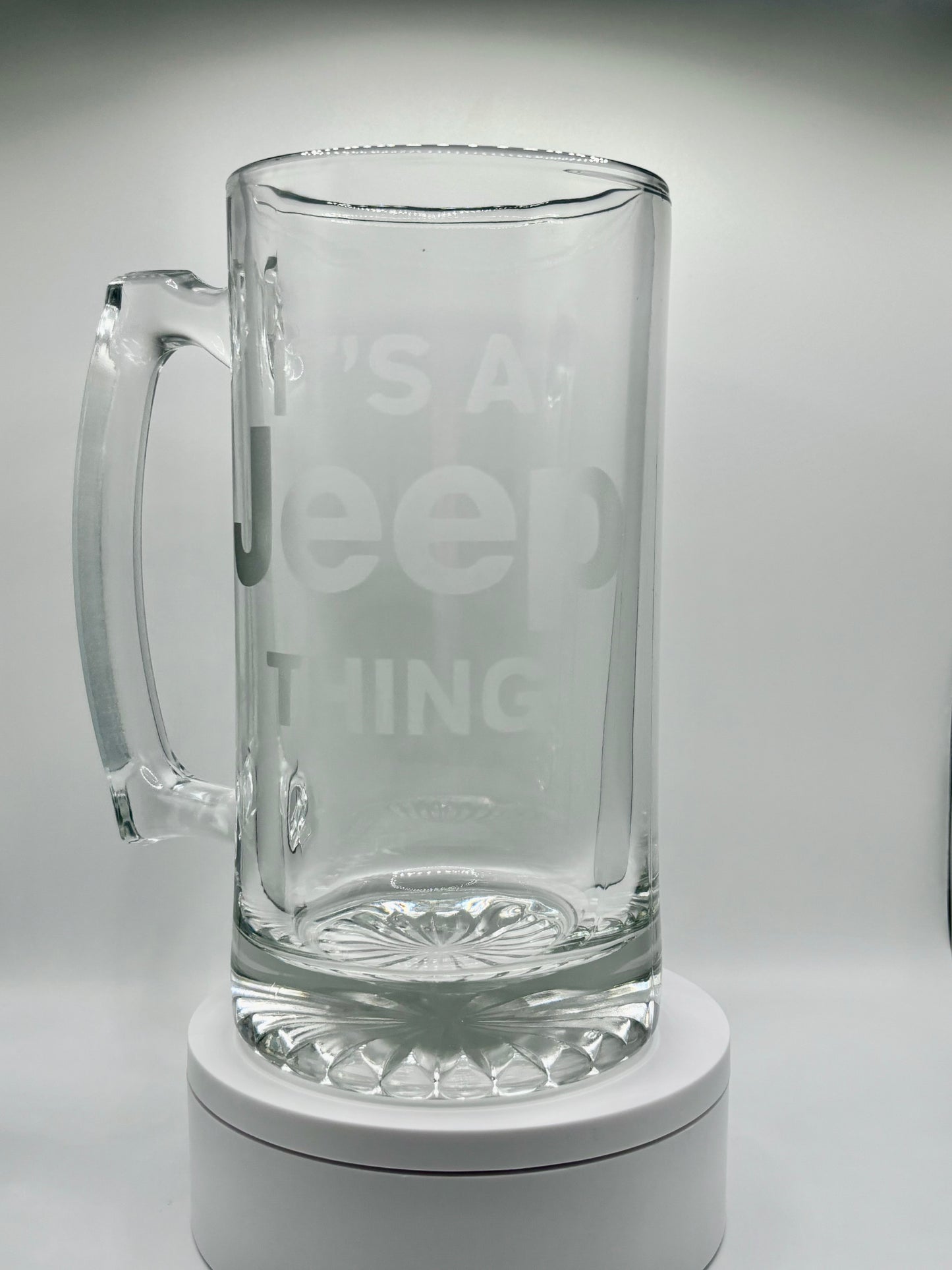 It’s A Jeep Thing! Jeep Enthusiast Glass Stein - Unique Design Etched Into Glass