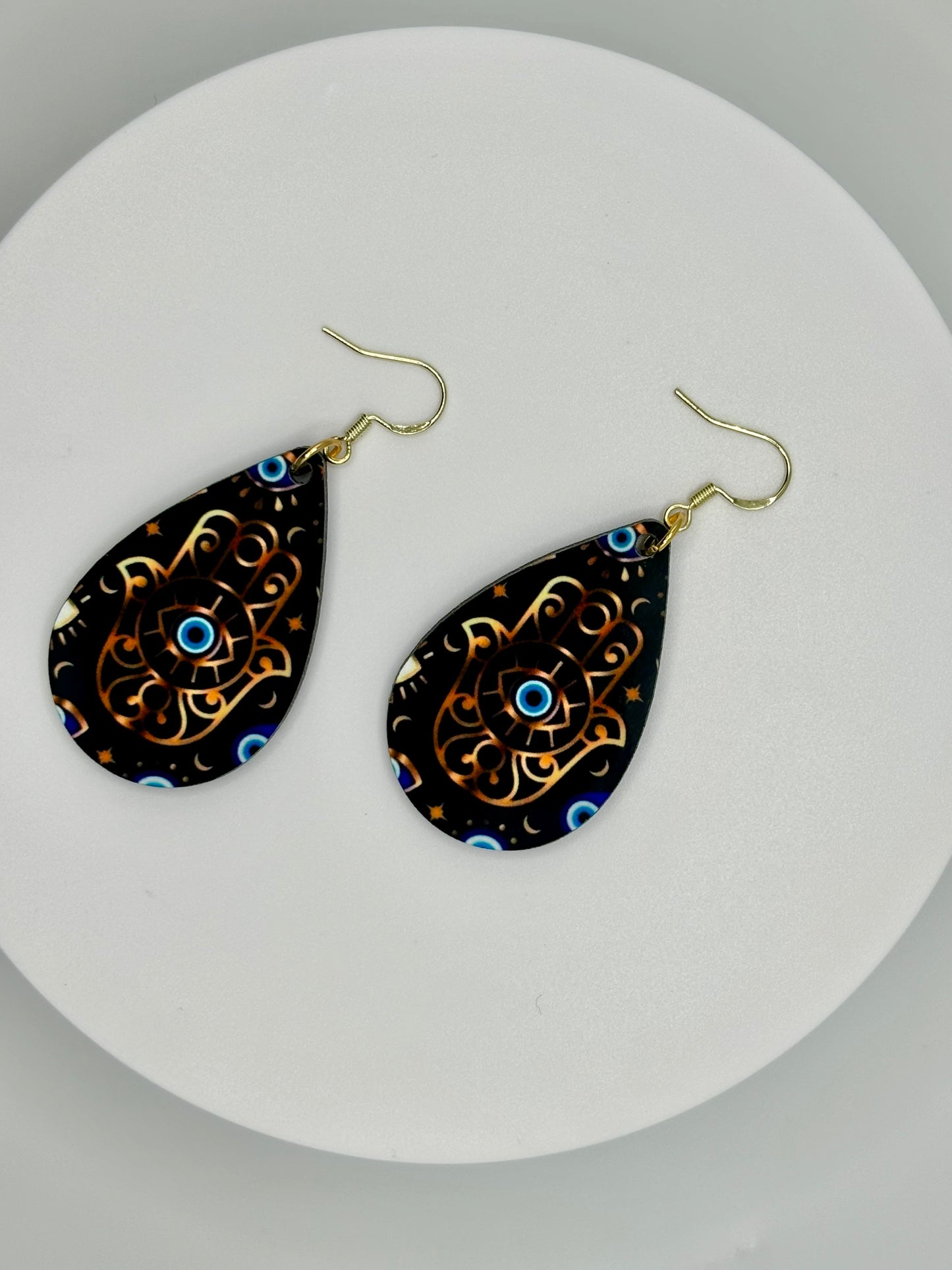 Bold and Beautiful Evil Eye Earrings- Ancient and Ubiquitous Energy. (Black)