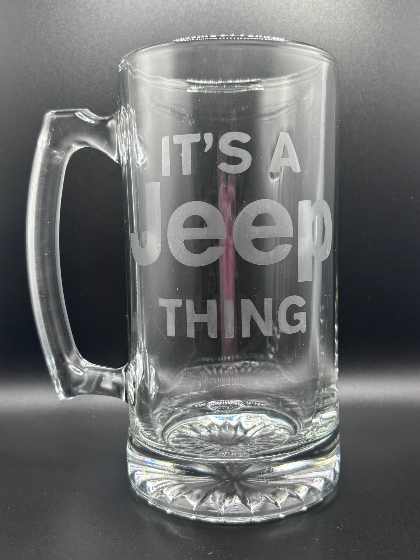 It’s A Jeep Thing! Jeep Enthusiast Glass Stein - Unique Design Etched Into Glass