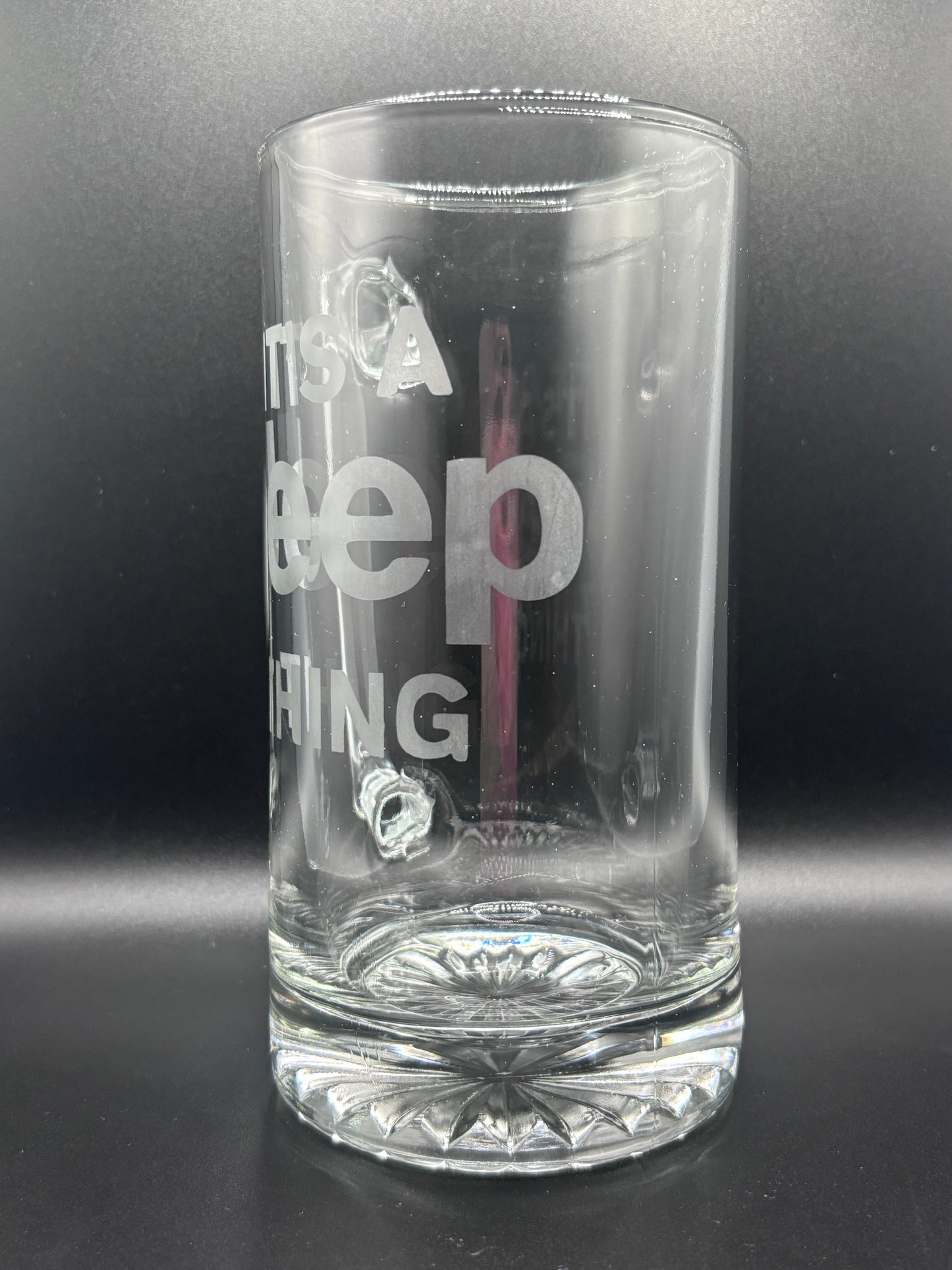 It’s A Jeep Thing! Jeep Enthusiast Glass Stein - Unique Design Etched Into Glass