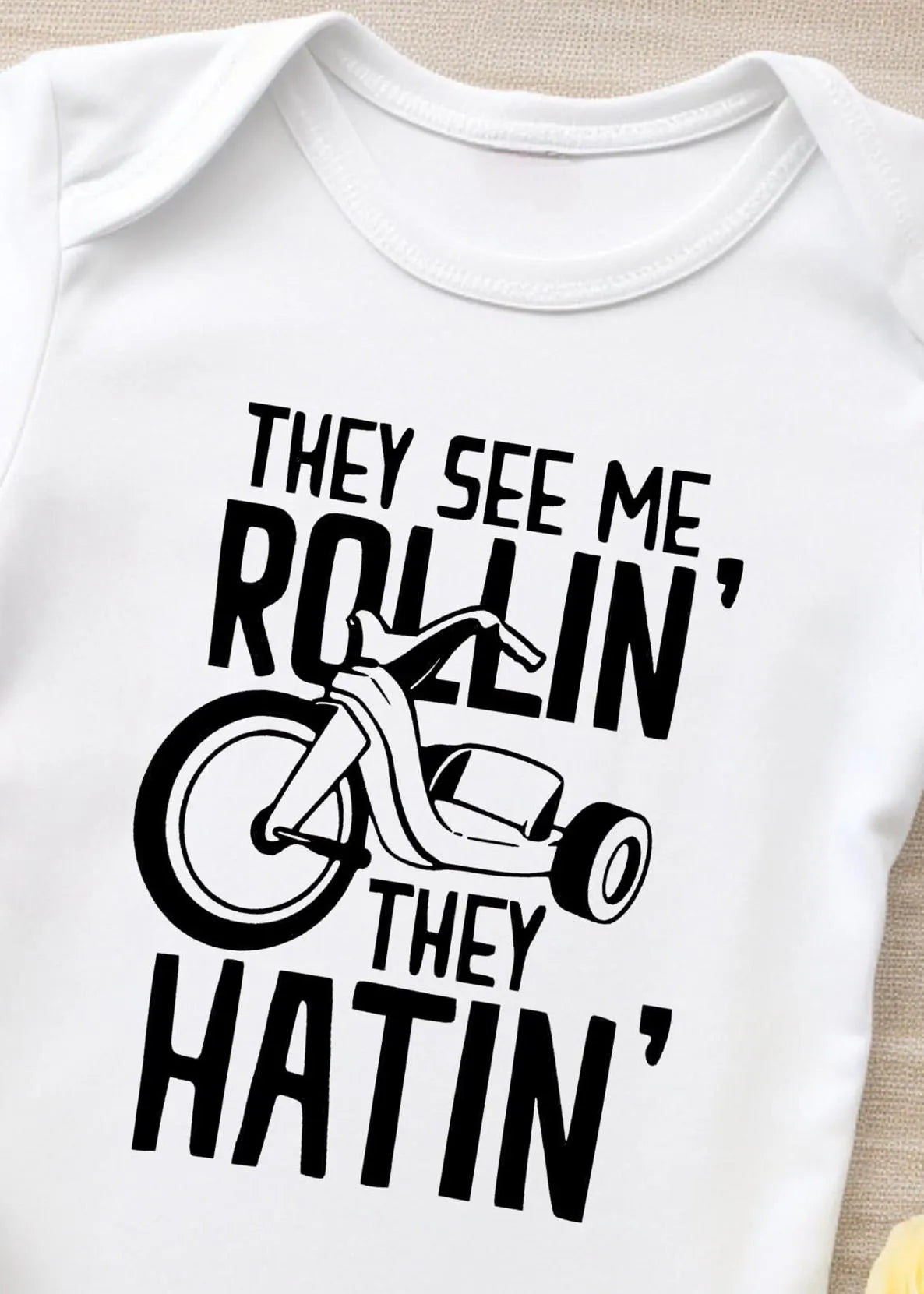 Cute and Funny 'They See Me Rollin' Baby Bodysuit - Trendy Baby Clothing