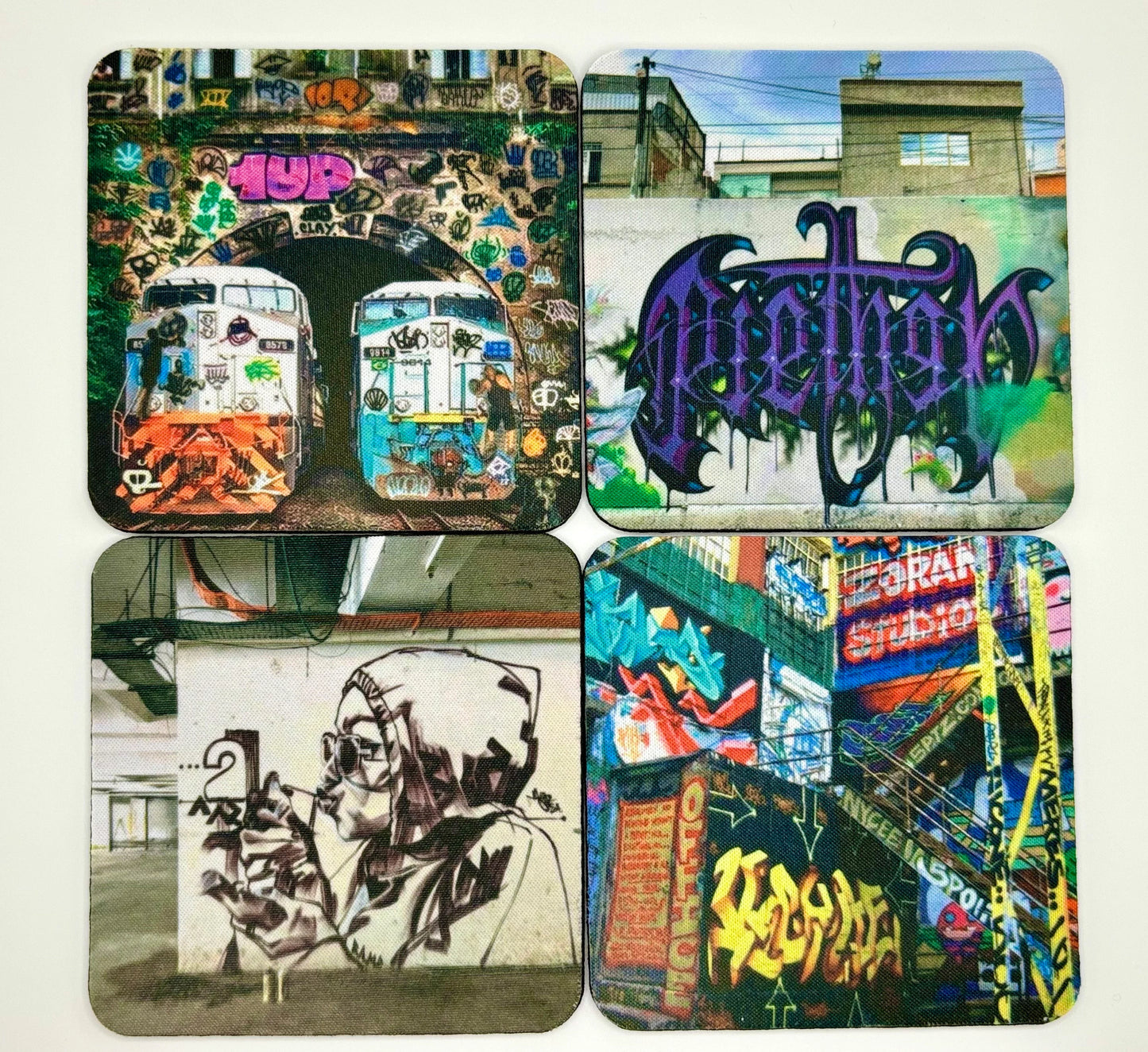 Street Art Inspired Coasters! Vibrant décor for your Home. (Set of 4)