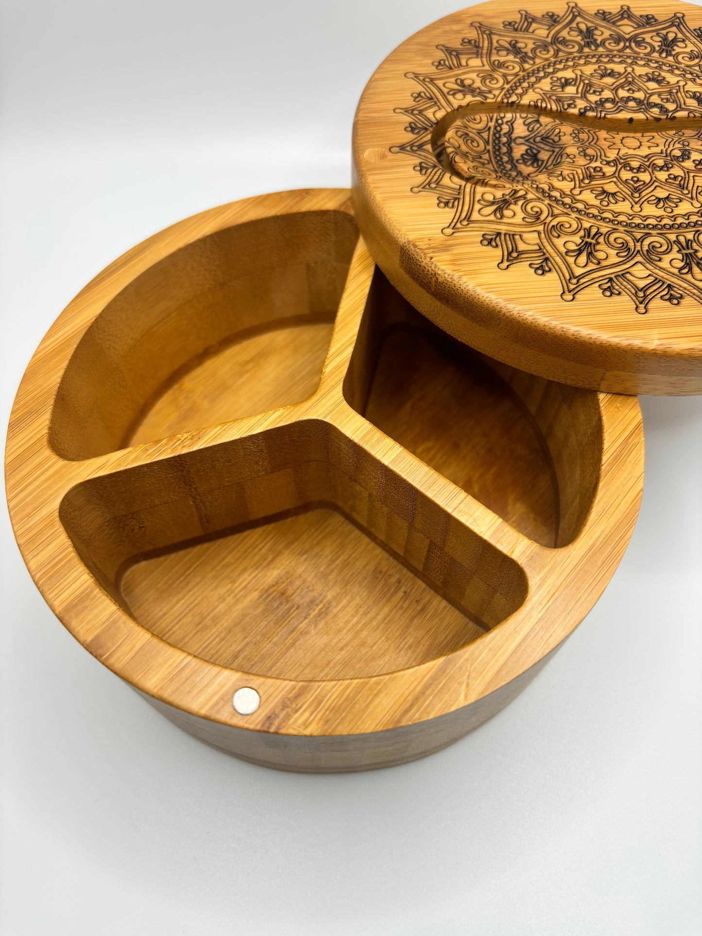 Elegant Spice Storage - Handcrafted Bamboo Salt Cellar with Lotus Design