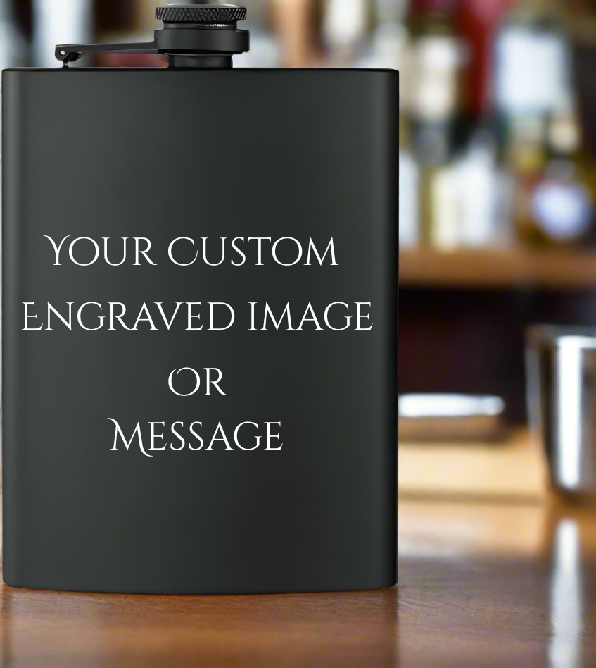 Stainless Steel Engraved Hip Flask - 8oz Capacity, Customized