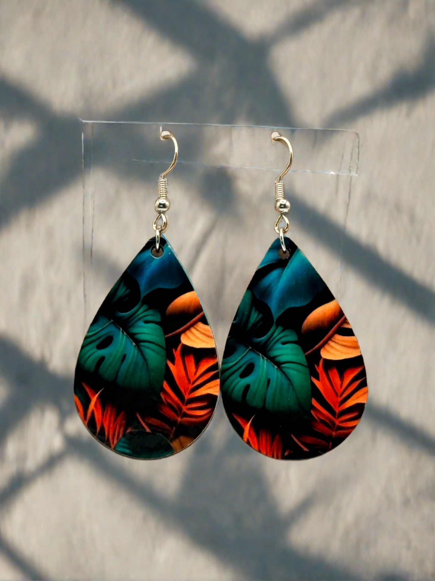 Tropical Chic: Gorgeous Colorful Monstera and Palm Leaf Earrings in Eye-Catching Hues!