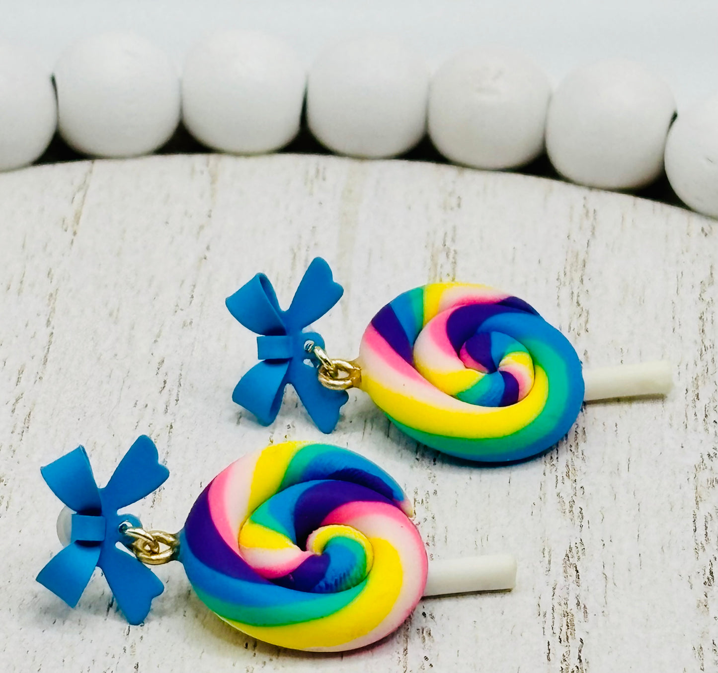Swirled Lollipop Bow Earrings-Hypoallergenic
