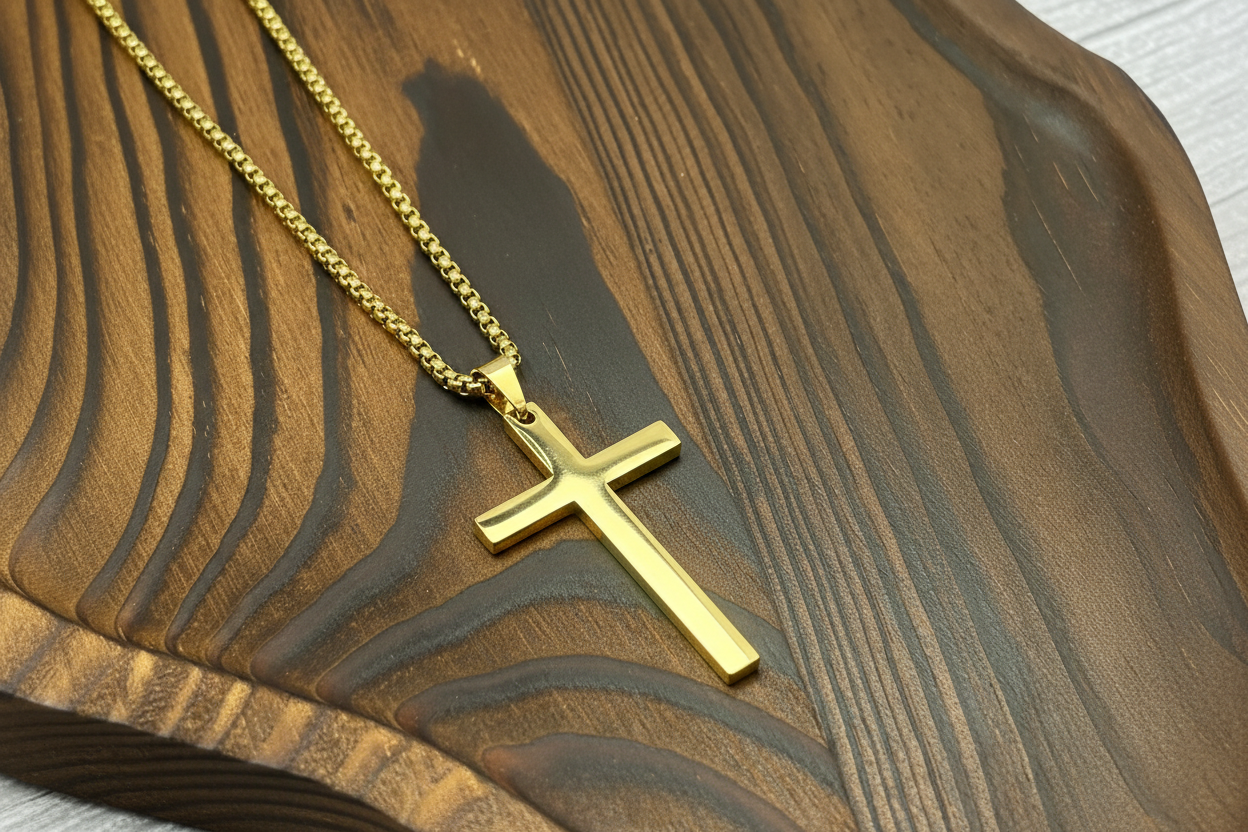 Men's Large Vertical Cross Necklace