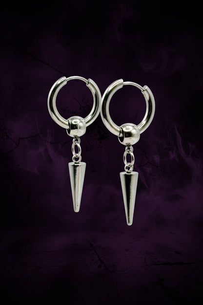 Steel Spike Pendant Hoop Earrings