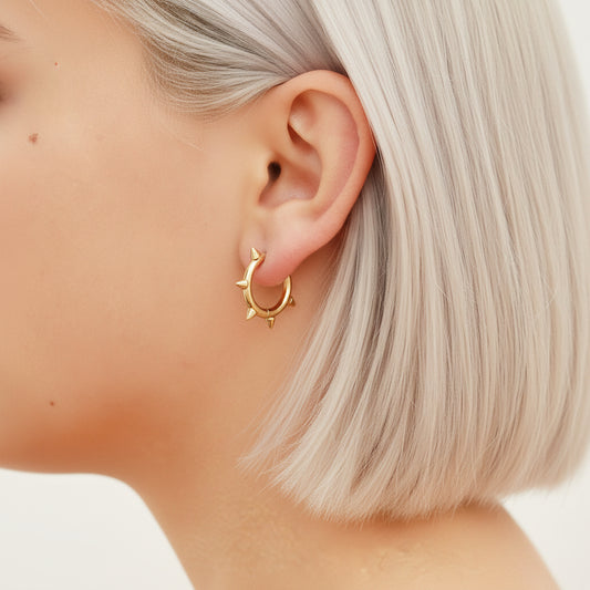 Edgy Spike Hoop Earrings