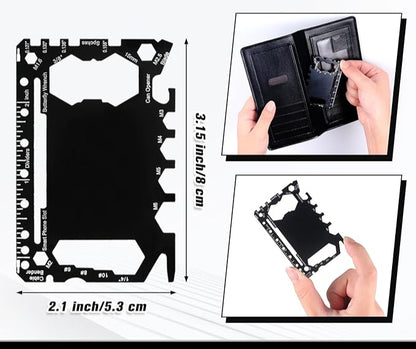 Custom Engraved Metal Pocket Tool Credit Card Wallet - 46 Functions in 1 Stainless Steel