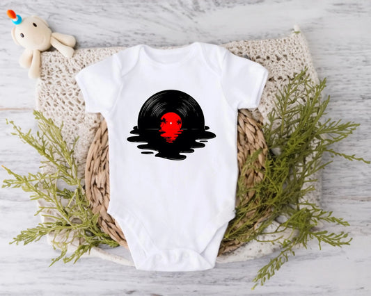 Music Lover's Baby Bodysuit with Vinyl Record Art - Unique Baby Bodysuit