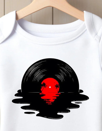 Music Lover's Baby Bodysuit with Vinyl Record Art - Unique Baby Bodysuit