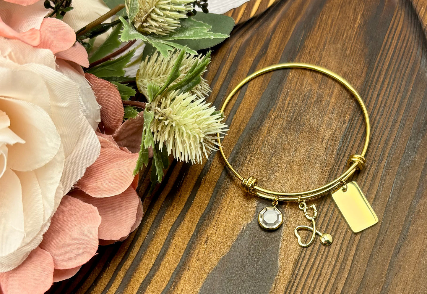 Healthcare Worker Modern Twist Bangle Bracelet