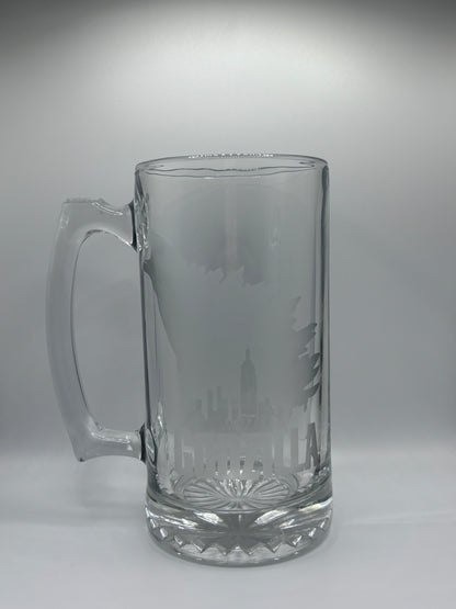 Unique Godzilla Glass Stein with Intricate Etched Design