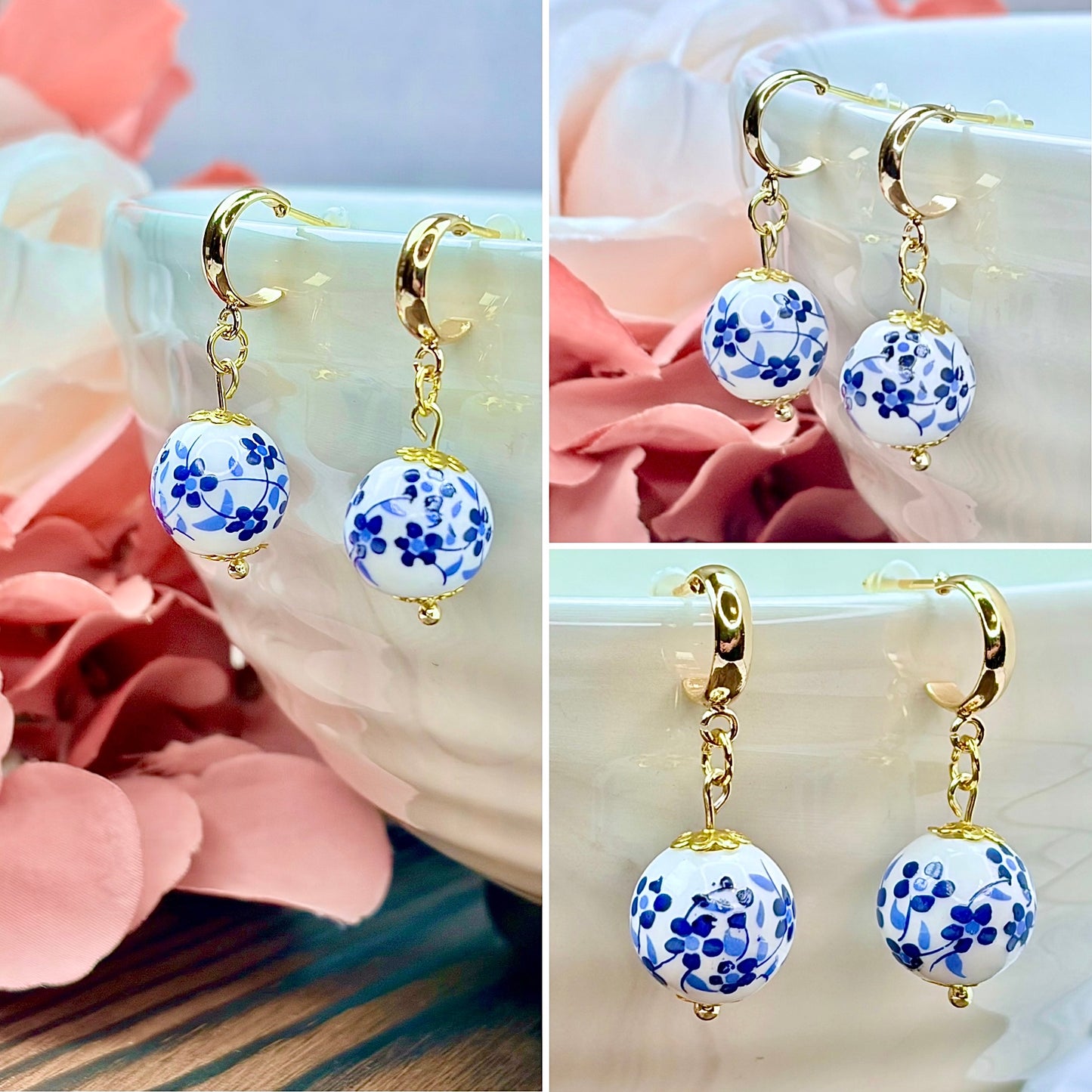 Dutch Delftware Inspired Earrings