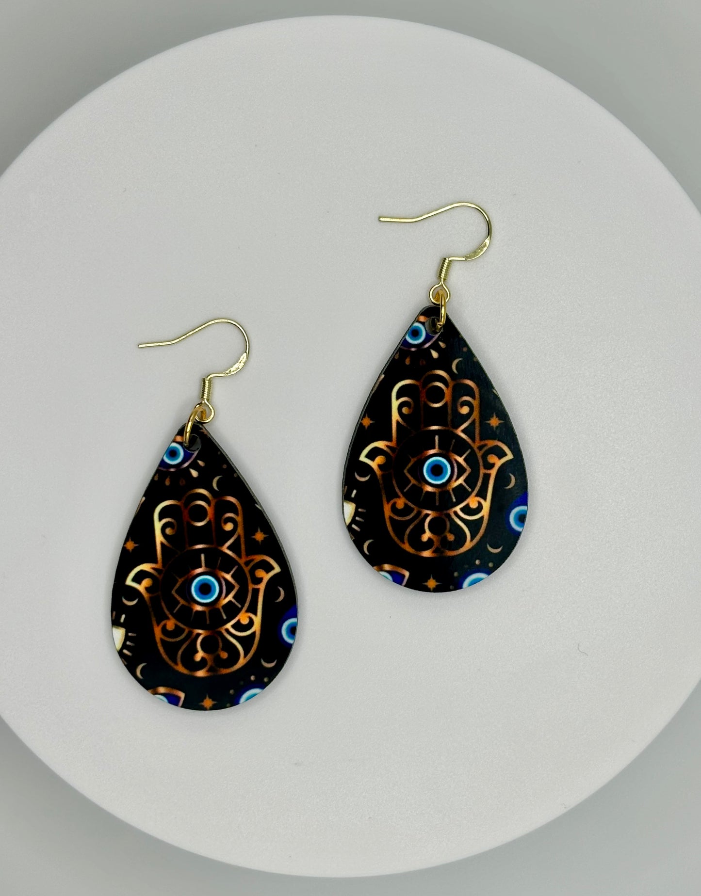 Bold and Beautiful Evil Eye Earrings- Ancient and Ubiquitous Energy. (Black)
