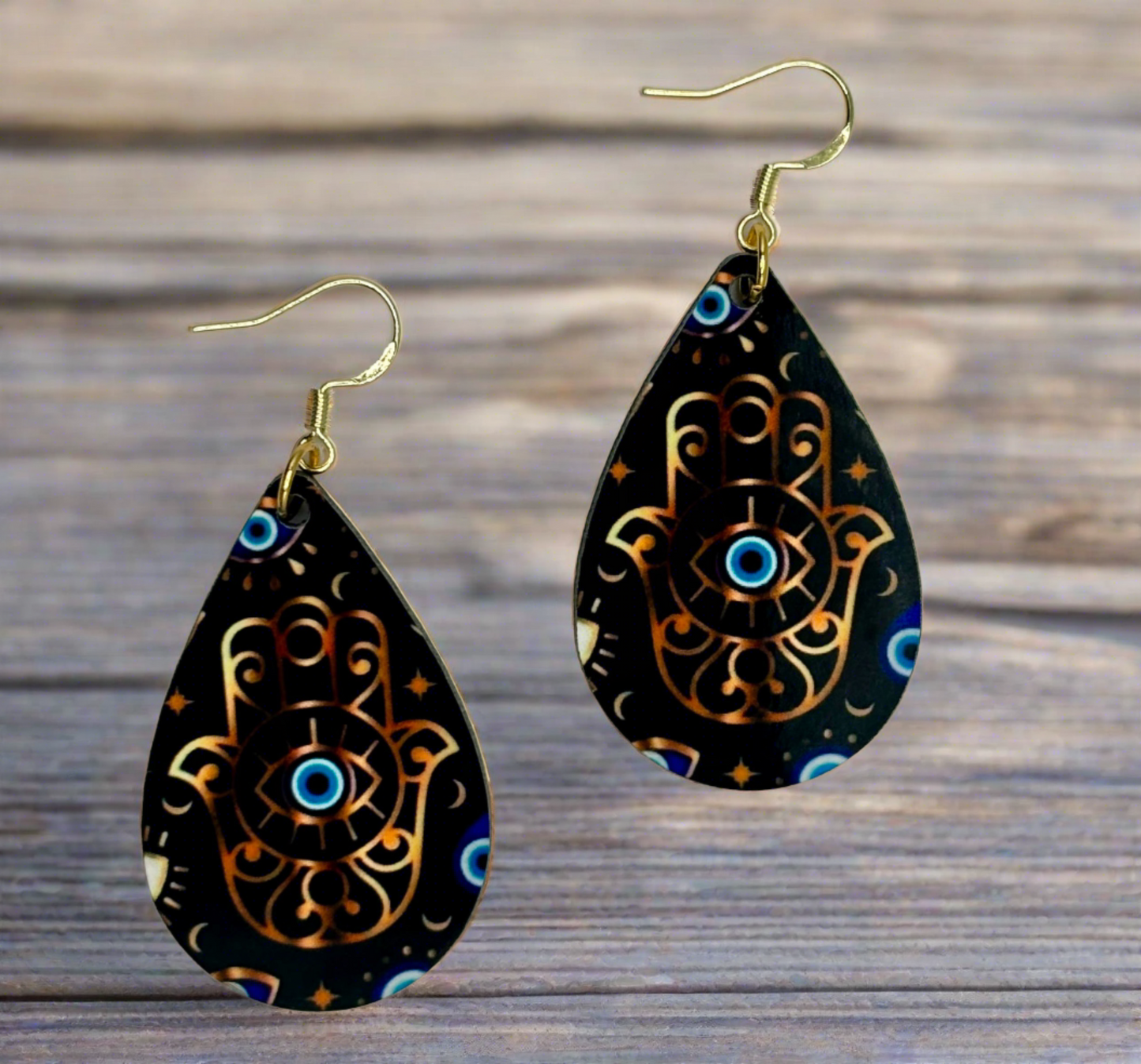 Bold and Beautiful Evil Eye Earrings- Ancient and Ubiquitous Energy. (Black)