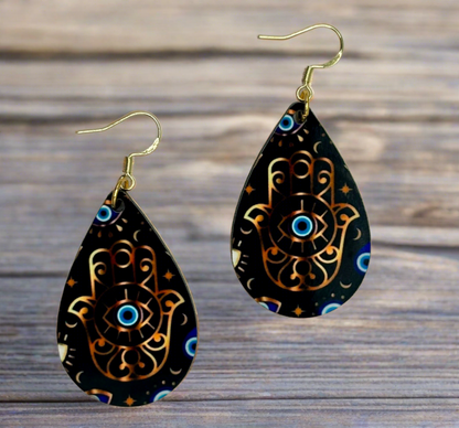 Bold and Beautiful Evil Eye Earrings- Ancient and Ubiquitous Energy. (Black)