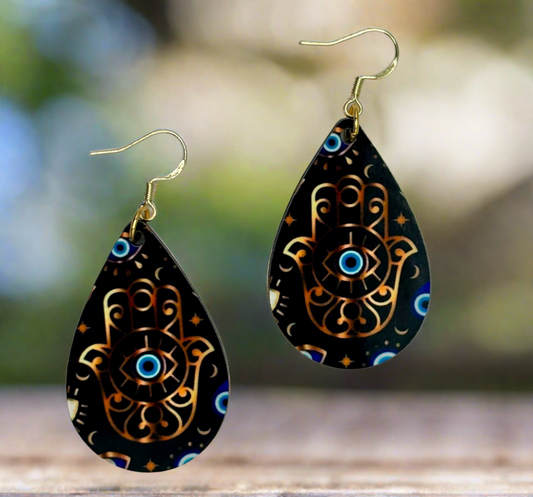 Bold and Beautiful Evil Eye Earrings- Ancient and Ubiquitous Energy. (Black)