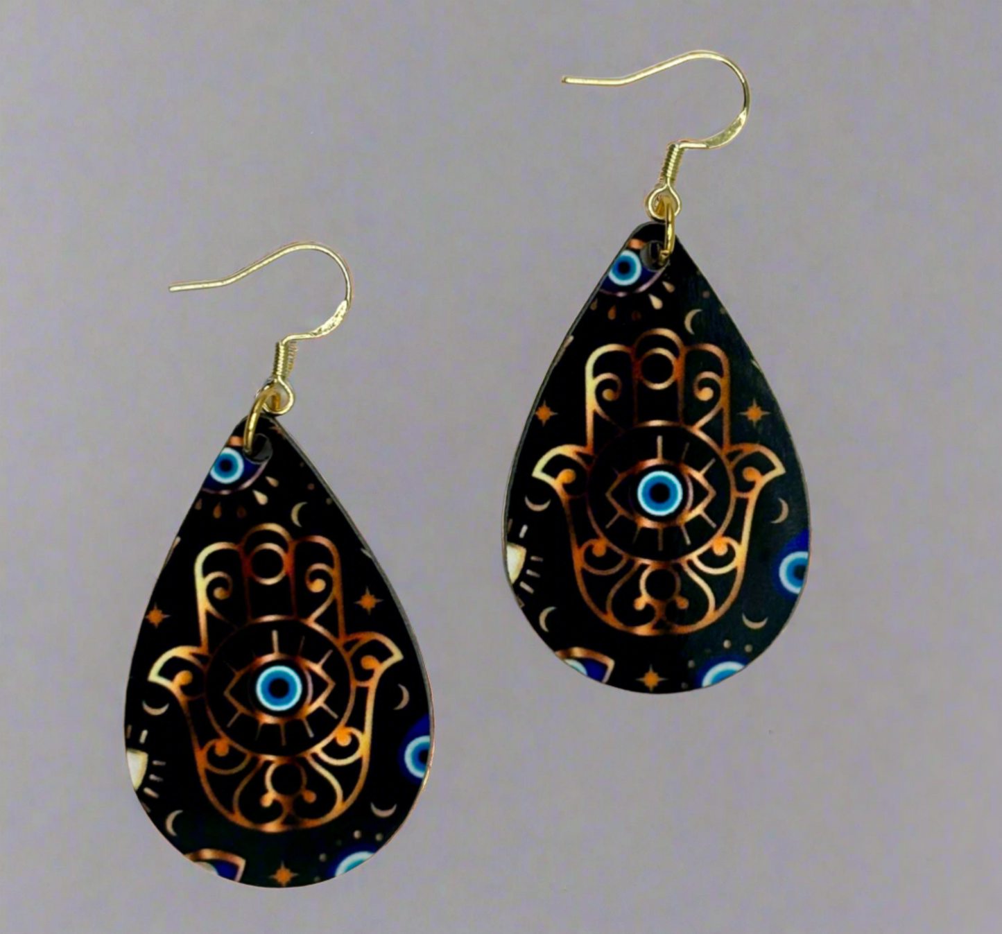 Bold and Beautiful Evil Eye Earrings- Ancient and Ubiquitous Energy. (Black)