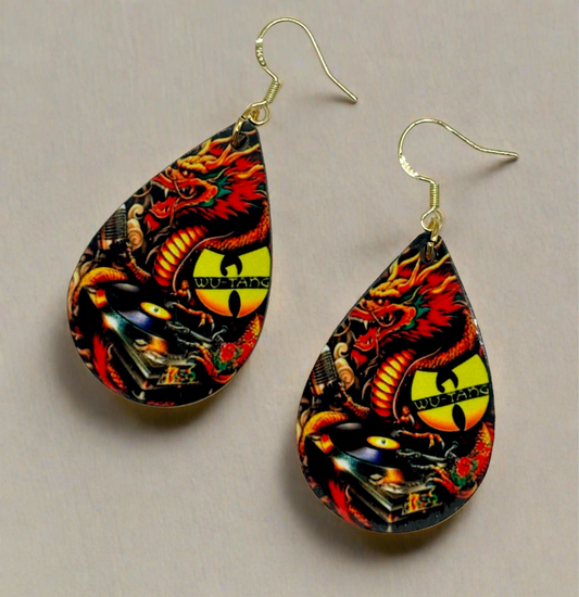 Asian Art WuTang Earrings - Unique Handcrafted Statement Earrings for True WuTang Clan Fans!