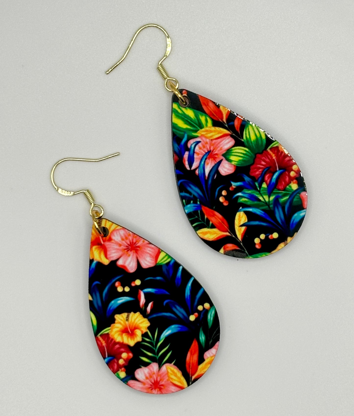 Beautiful Tropical Earrings - Handcrafted featuring A Vibrant Tropical bouquet perfect for Spring and Summer.