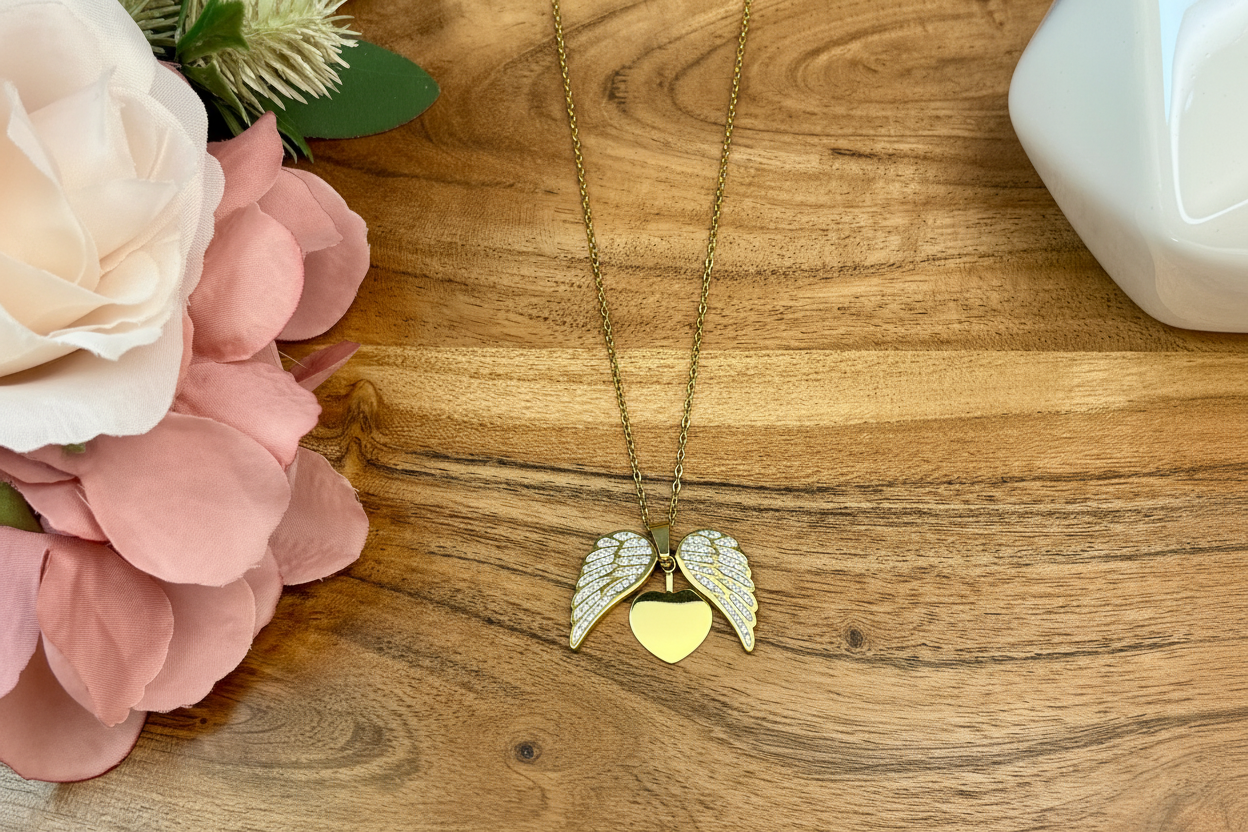 Sparkling Wings Hidden Heart Necklace
