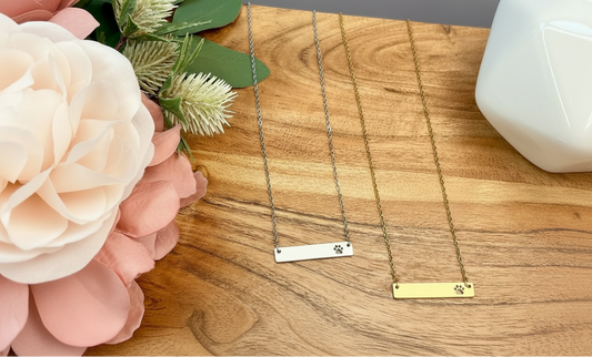 Paw Print Cutout Horizontal Bar Necklace