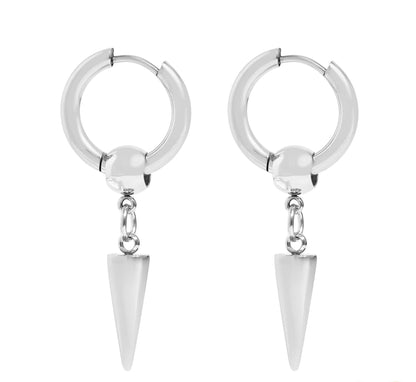 Steel Spike Pendant Hoop Earrings