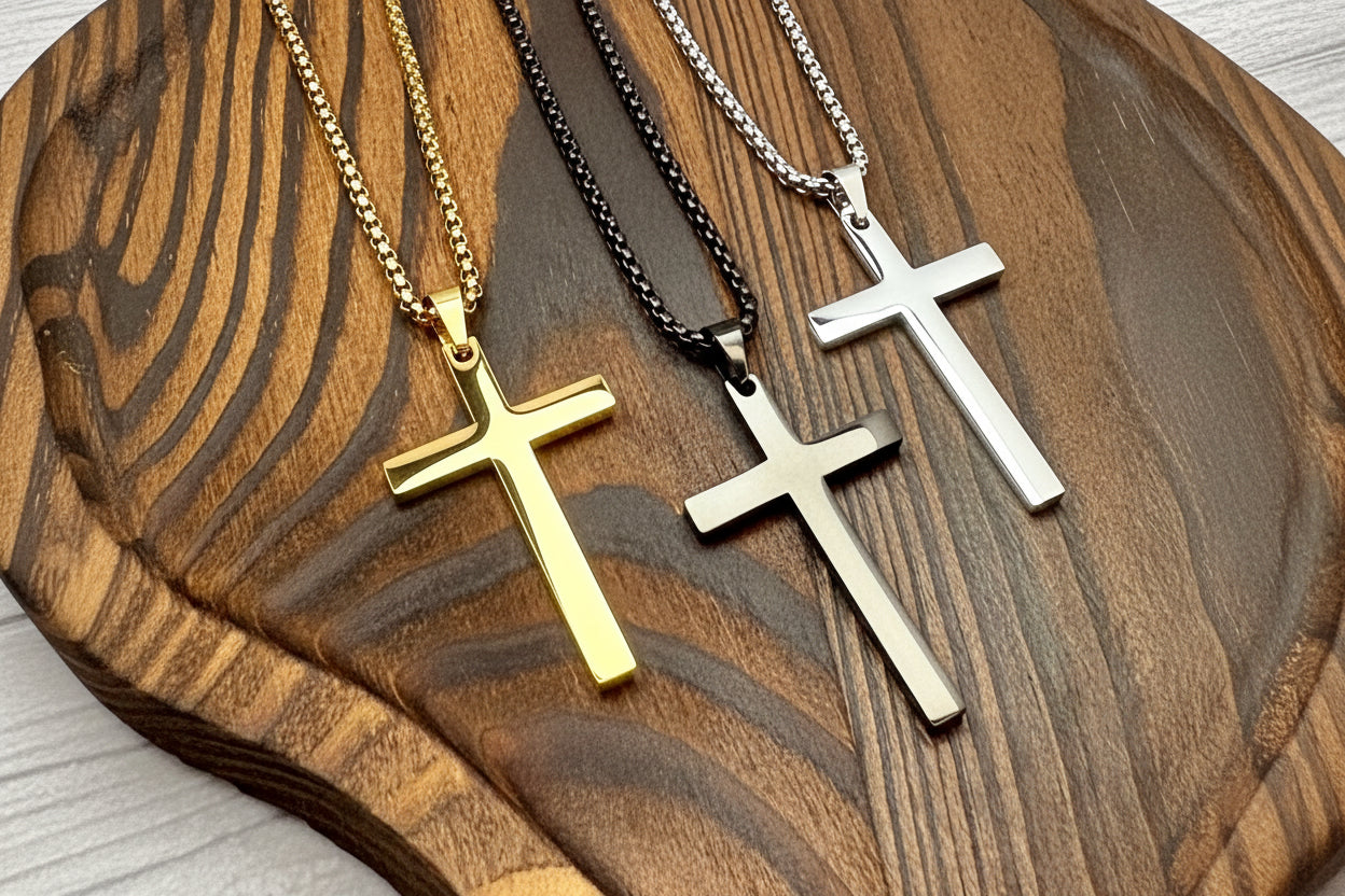 Men's Large Vertical Cross Necklace