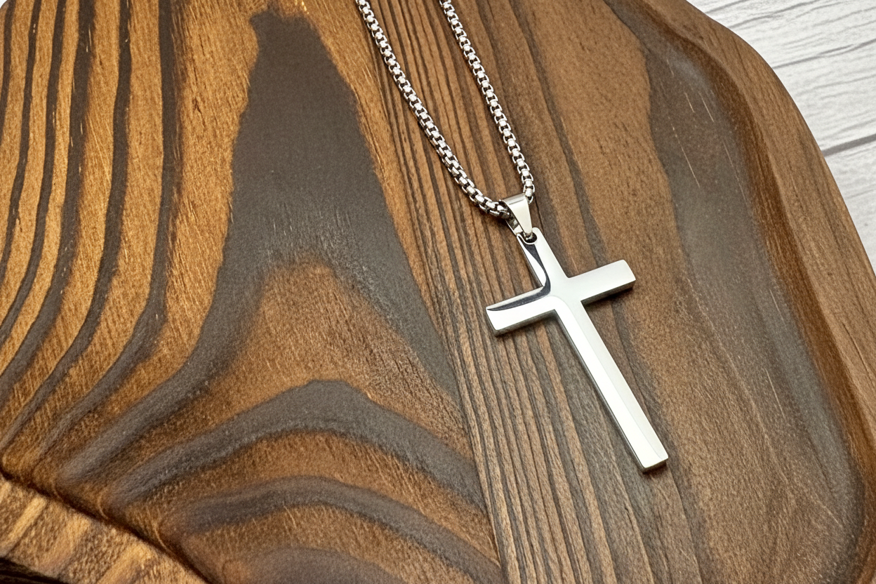 Men's Large Vertical Cross Necklace