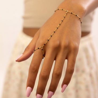 Beautiful Black Beaded Hand Chain