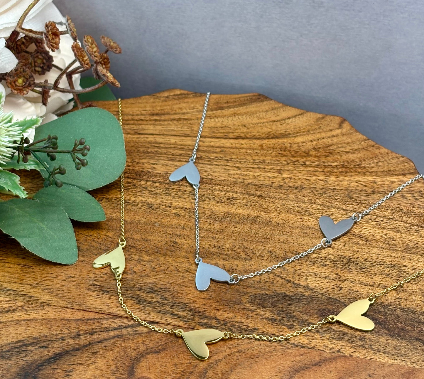 Three Connected Hearts Necklace