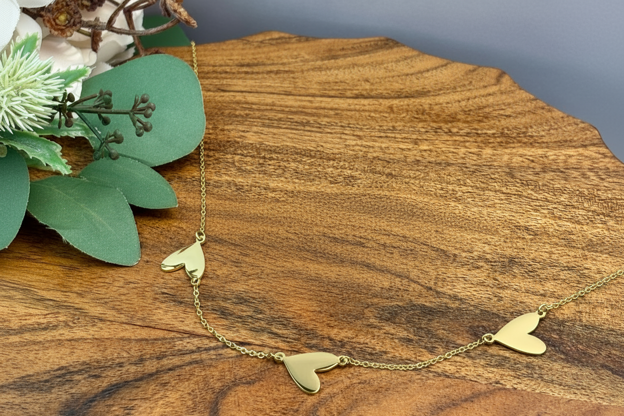 Three Connected Hearts Necklace