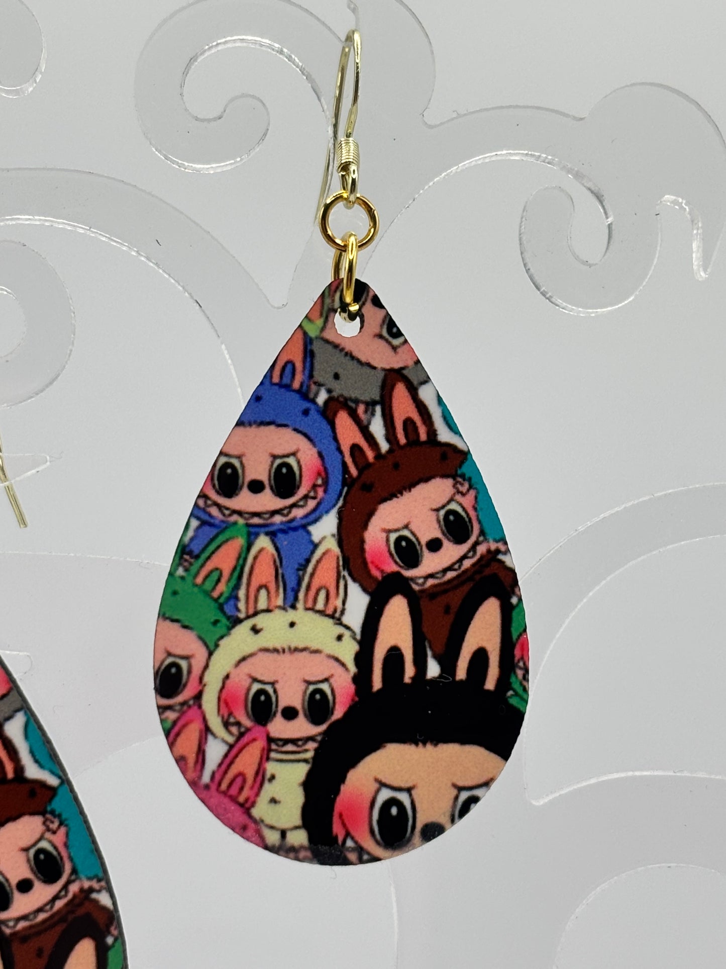 Labubu Character Earrings - Vibrant Design, 14k Gold Plated Hooks