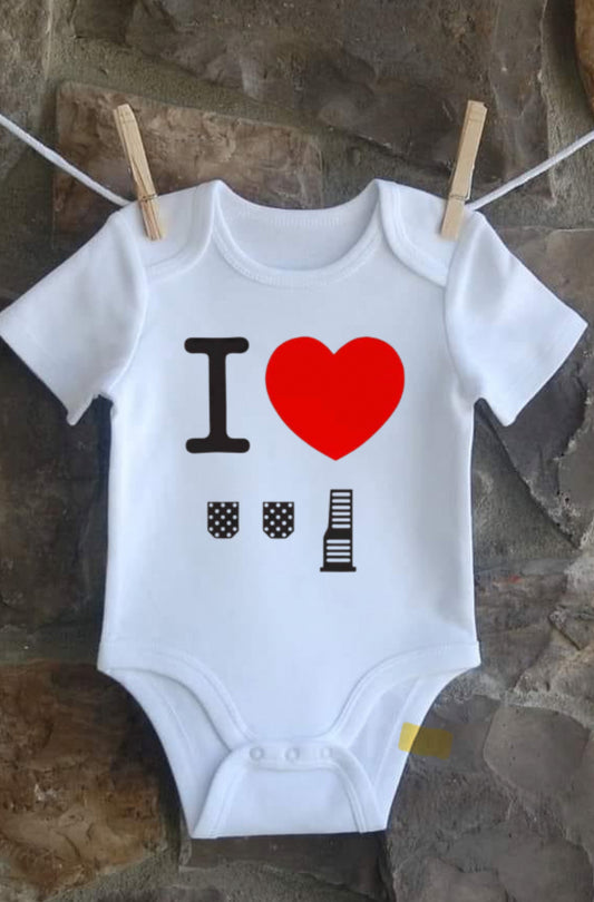 Adorable I Love Stick Shift Baby Bodysuit Perfect for Car Enthusiasts - Soft 100% Cotton Fabric