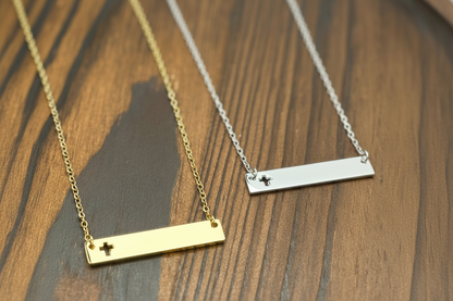 Cross Cutout Horizontal Bar Necklace