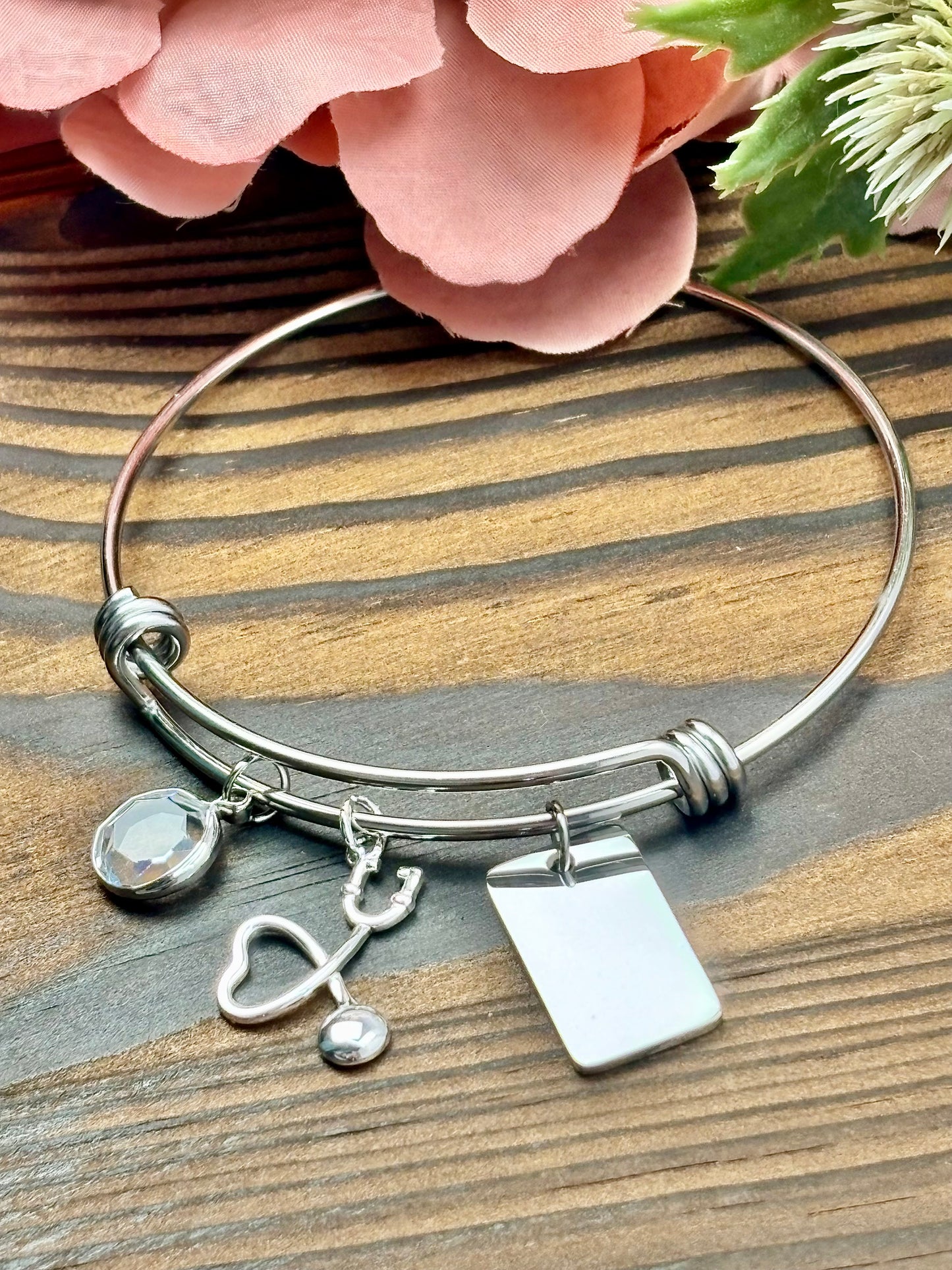 Healthcare Worker Modern Twist Bangle Bracelet