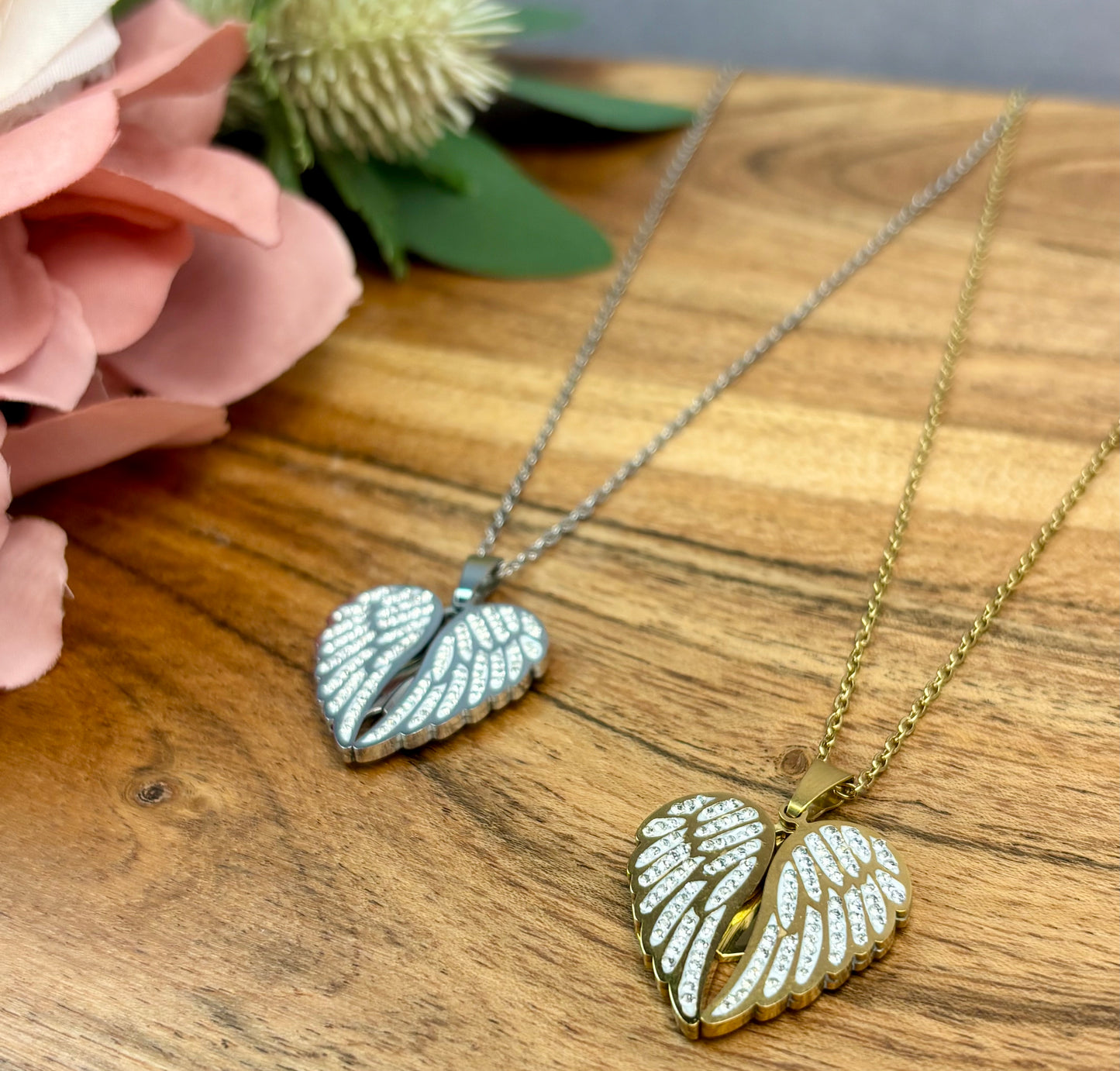 Sparkling Wings Hidden Heart Necklace
