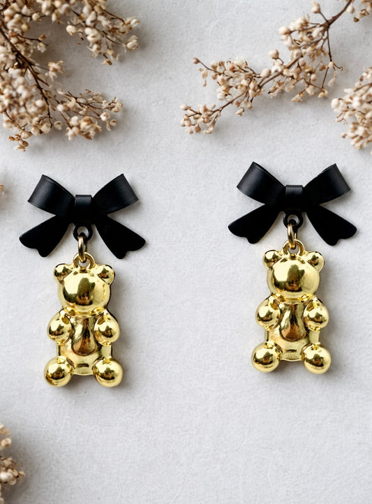 Black and Gold Gummy Bear Earrings*