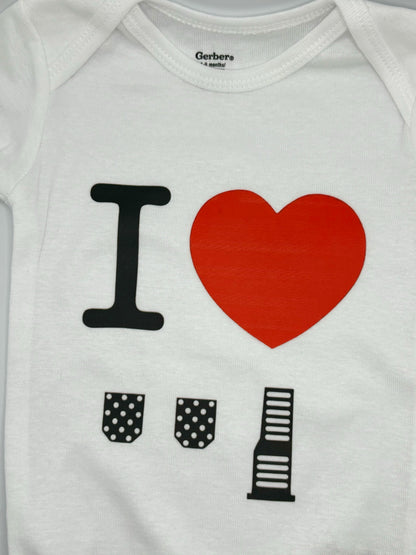 Adorable I Love Stick Shift Baby Bodysuit Perfect for Car Enthusiasts - Soft 100% Cotton Fabric
