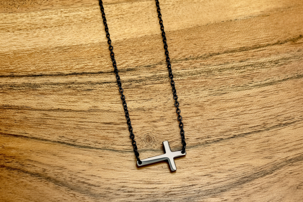 Tiny Horizontal Cross Necklace