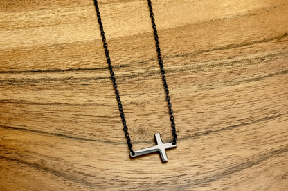 Tiny Horizontal Cross Necklace