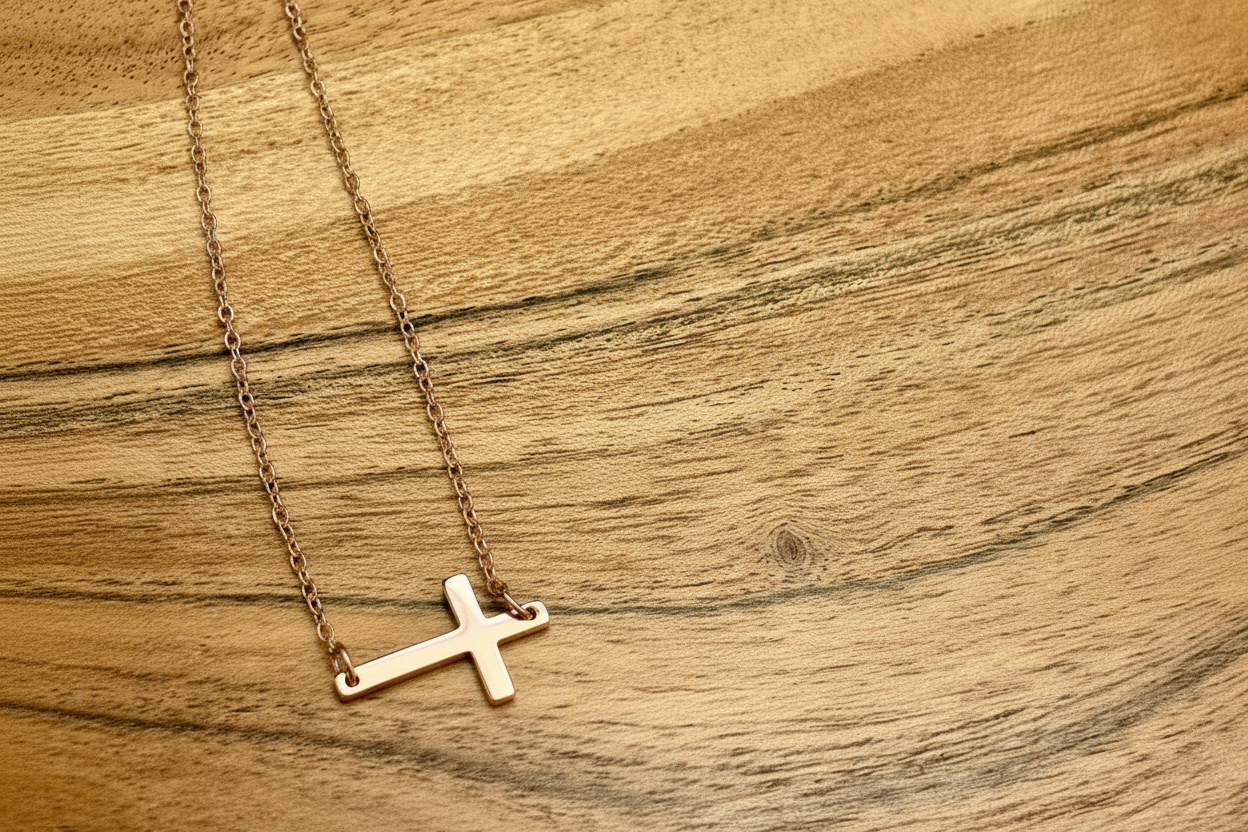 Tiny Horizontal Cross Necklace