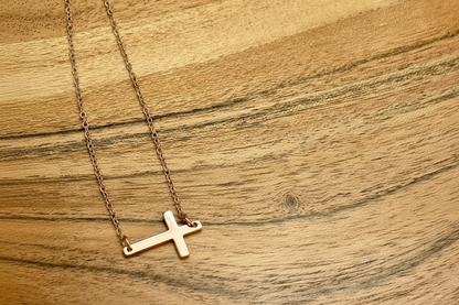 Tiny Horizontal Cross Necklace