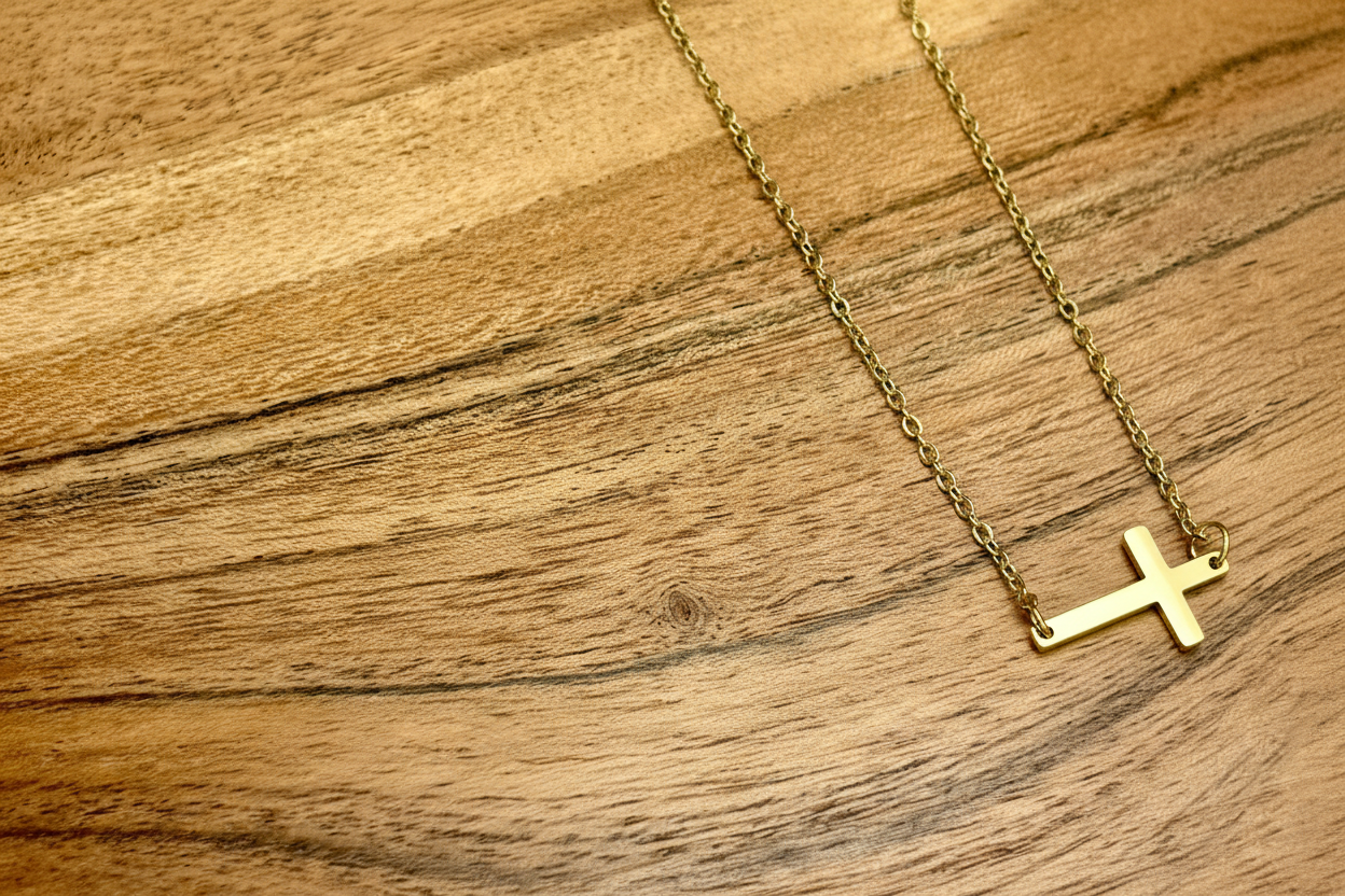 Tiny Horizontal Cross Necklace