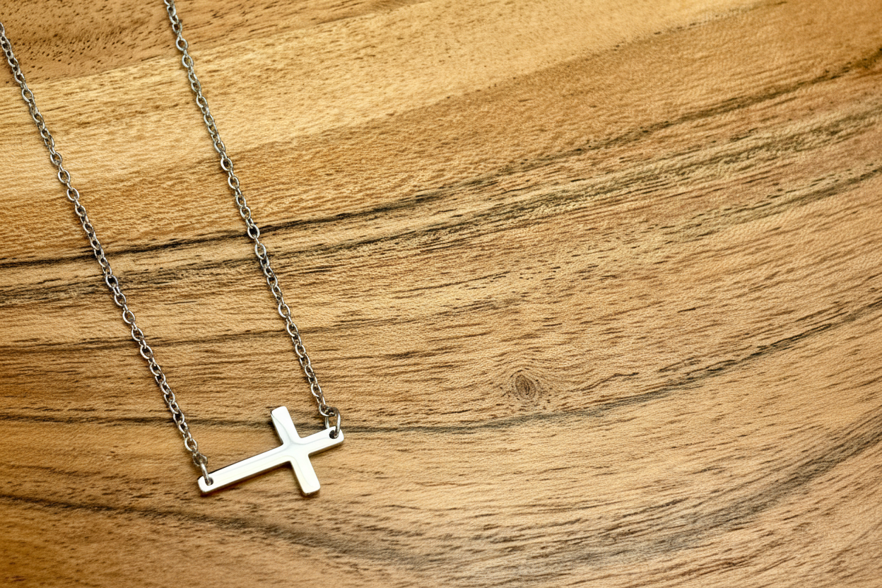 Tiny Horizontal Cross Necklace