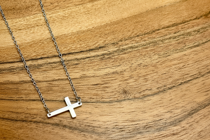 Tiny Horizontal Cross Necklace